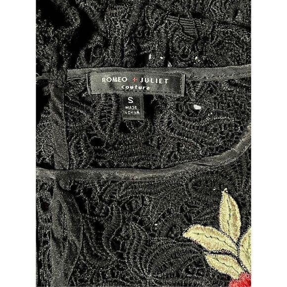 Romeo & Juliette Couture Black 3/4 Sleeve Lace Blouse Size Small - Picture 4 of 4